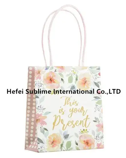 Túi quà nhỏ từ giấy Kraft màu be với hoa vẽ, kích thước 11X4X12cm hình ảnh 1-description
