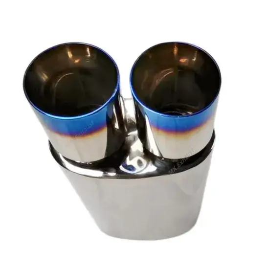 Bộ giảm thanh đôi Universal với ống ra tròn, sản phẩm thép không gỉ cao cấp hình ảnh 1-description