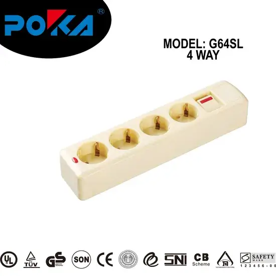 Ổ cắm mở rộng tiếp đất Dây nguồn IEC60669/BS1363 Thiết bị gốc OEM/Poka - Blister Thẻ, 24PCS/CTN - Mua 1PCS hình ảnh 1-description