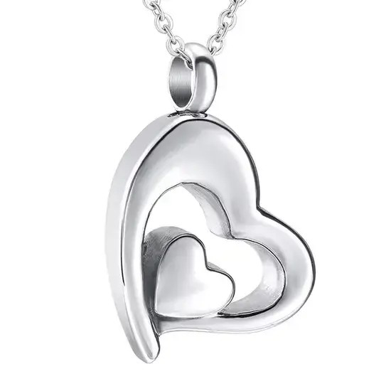 Dây chuyền thép không gỉ mặt pendant trái tim, chai nước hoa và mặt pendant xương tro hình ảnh 1-description