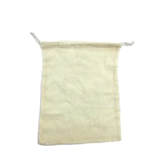 Túi vải kéo dây bằng vật liệu cotton Gots thân thiện với môi trường cho việc mua sắm trái cây và rau quả hình ảnh 1-description