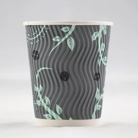 Cốc giấy cách nhiệt chất lượng cao chống rò rỉ tường gợn sóng 8 Oz 10 Oz 12 Oz 16 Oz, chứng nhận SGS hình ảnh 1-description