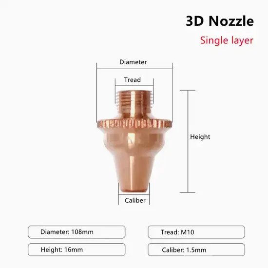 Máy cắt laser Raytools 3D với vòi đồng chất lượng cao, chống va đập, kích thước D10.8mm M10mm H16mm hình ảnh 1-description