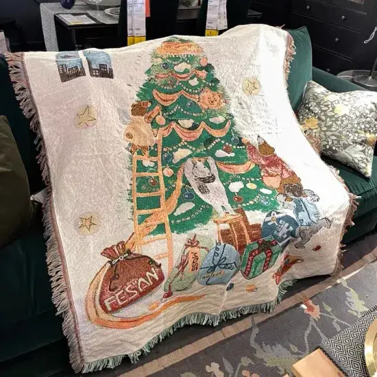 Chăn Jacquard biến phòng khách trở nên ấm áp với thiết kế tùy chỉnh cho mùa Giáng sinh hình ảnh 1-description