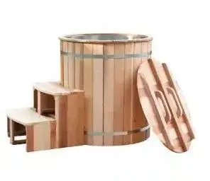 Bồn tắm gỗ nước nóng dành cho một người để tái tạo cơ thể hình ảnh 1-description