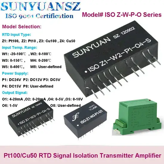 Chuyển đổi nhiệt độ cách ly từ PT100 sang 0-5V với 3kv công suất hình ảnh 1-description