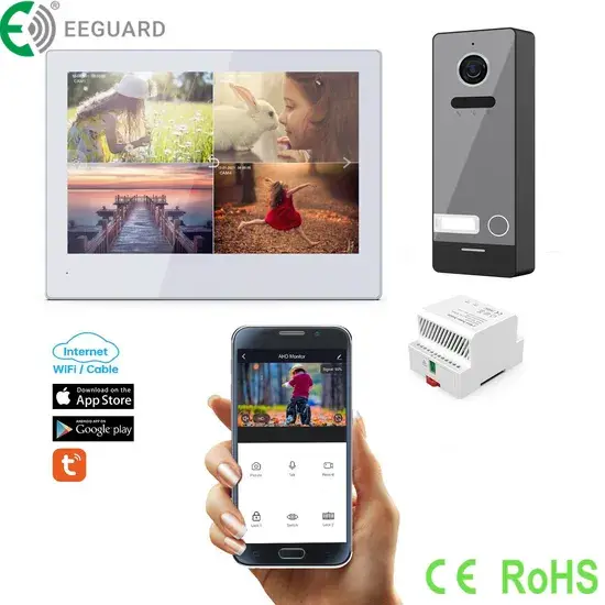 Điện thoại cửa video cảm ứng màn hình 8.1-Inch WiFi 2-Wire với chức năng RF433 IP66 và hỗ trợ bộ RFID Tuya hình ảnh 1-description