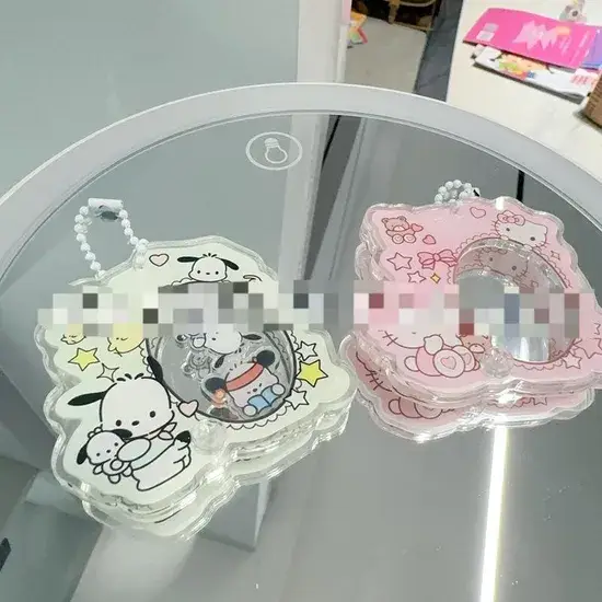 Móc khóa trang trí hình idol My Melody Kuromi Cinnamoroll dễ thương từ anime Sanrio, hình trái tim, phụ kiện acrylic không thể bỏ qua cho cô gái hình ảnh 1-description