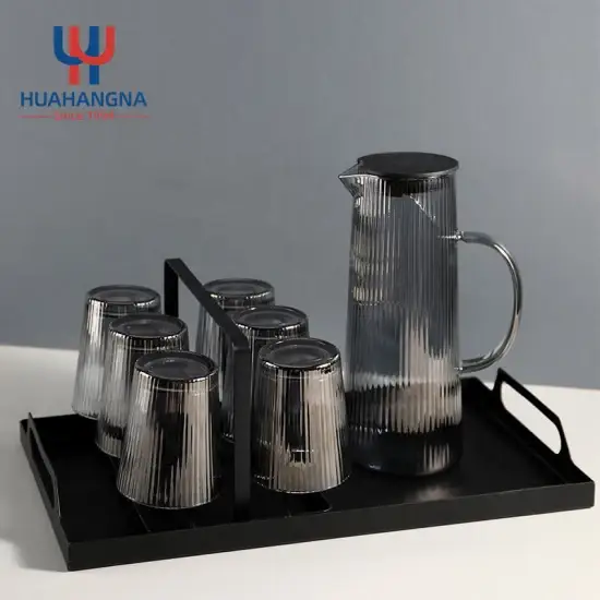 Bình trà đá thủy tinh 40oz an toàn với máy rửa chén - Bình nước xám thiết kế ribbed phù hợp cho nước trái cây và trà hình ảnh 1-description