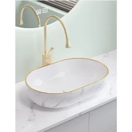 Xưởng sản xuất bồn rửa sứ cao cấp mạ vàng hình ảnh 1-description