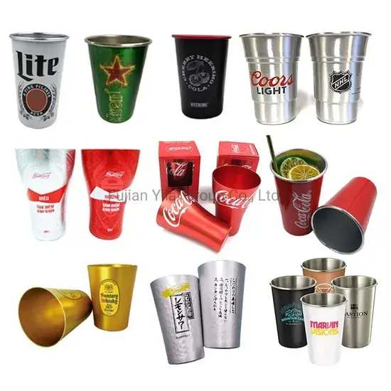 Cốc uống bia và cốc nhôm in chuyển nhiệt màu sắc phù hợp cho tiệc ngoài trời và sự kiện hình ảnh 1-description