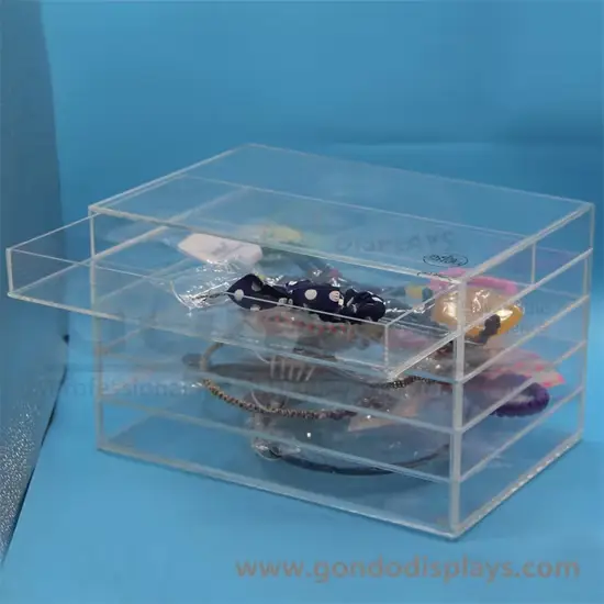 Hộp đựng mỹ phẩm trong suốt từ chất liệu acrylic cao cấp, thời trang với thiết kế dễ thương và 5 ngăn kéo hình ảnh 1-description